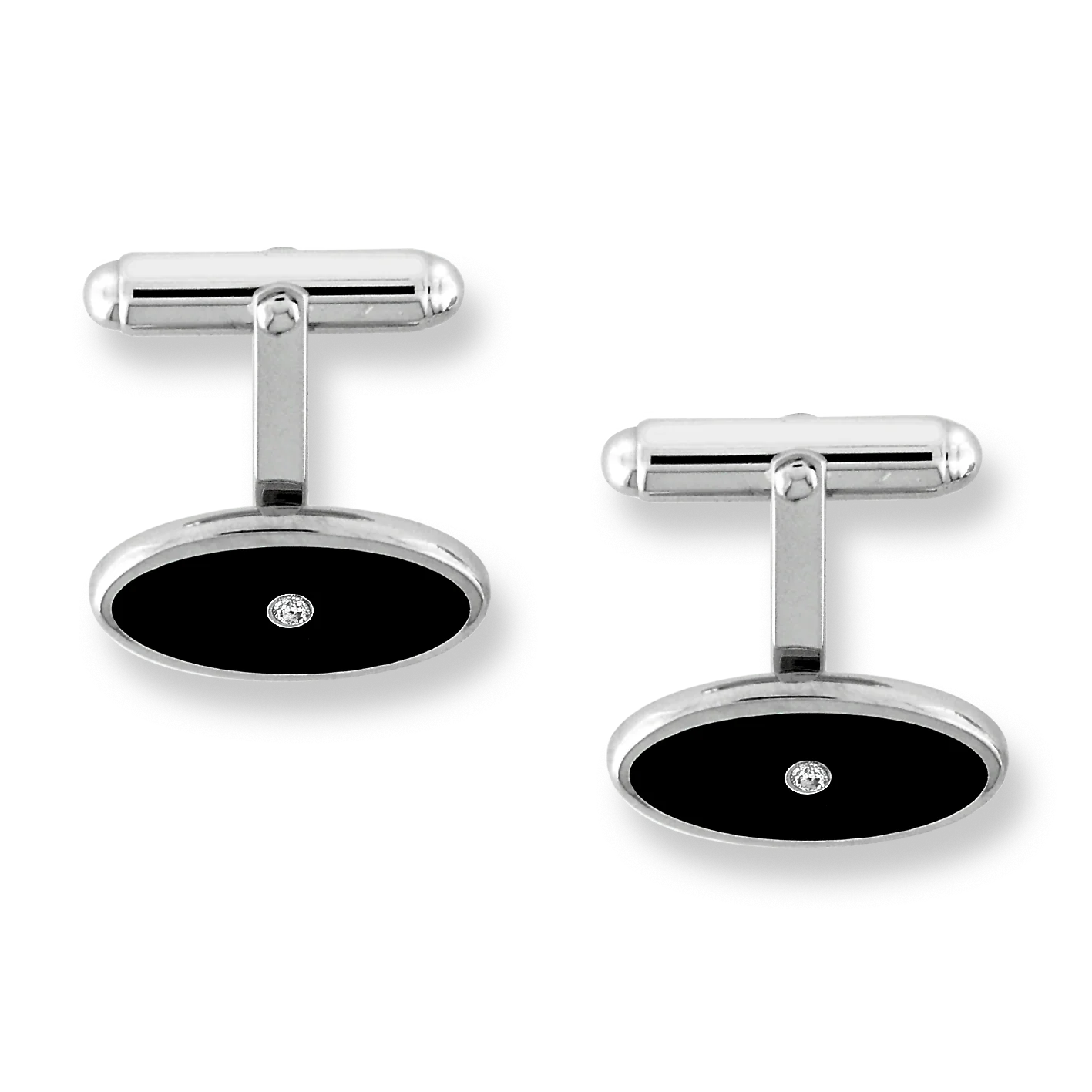 Oval Black Enamel Cufflinks