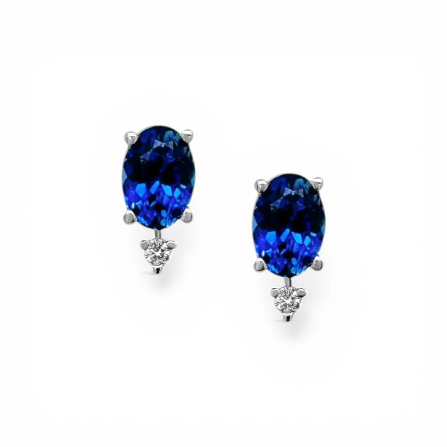 Oval Blue Sapphire & Diamond Accent Stud Earrings