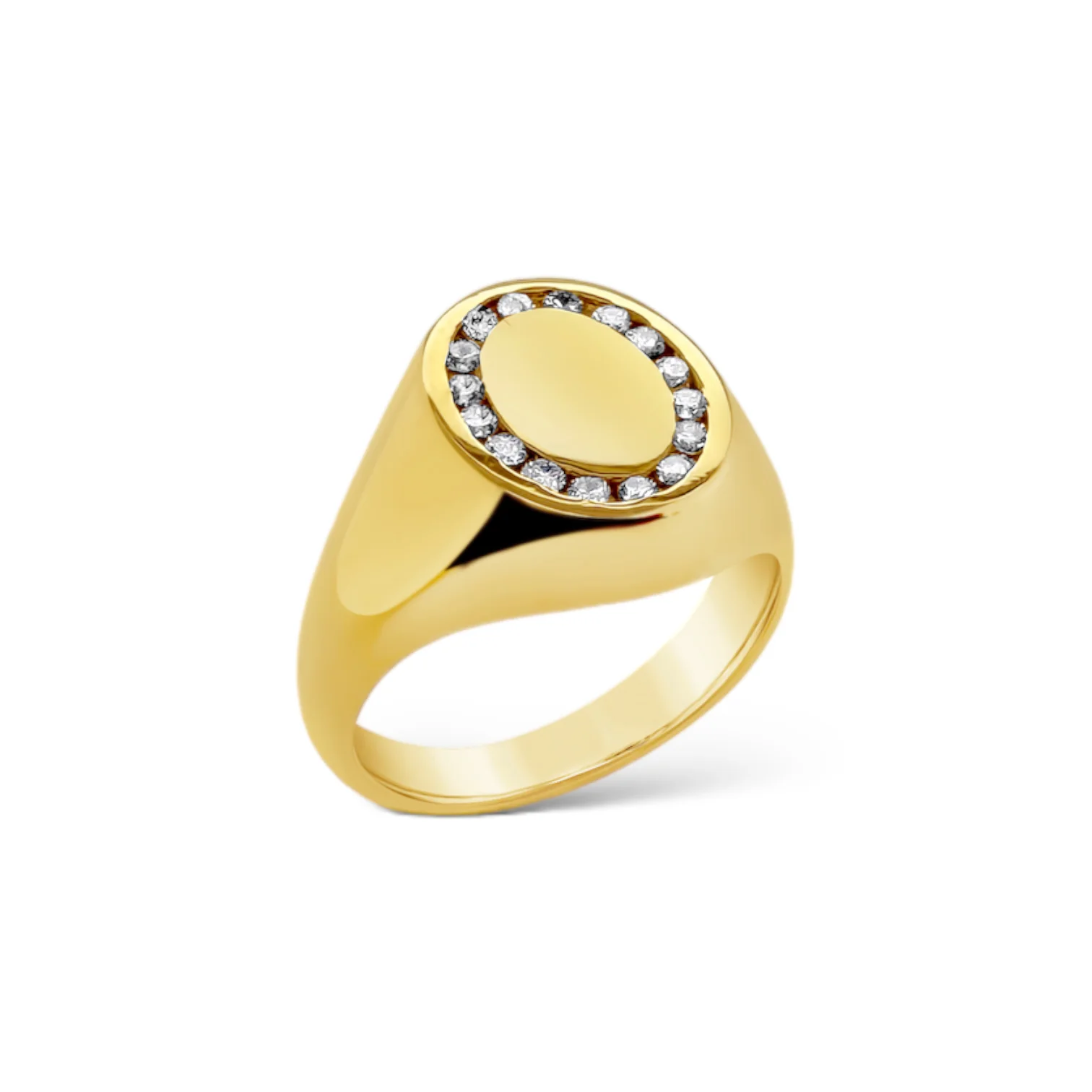 Oval Diamond Engravable Signet Ring - Image 2