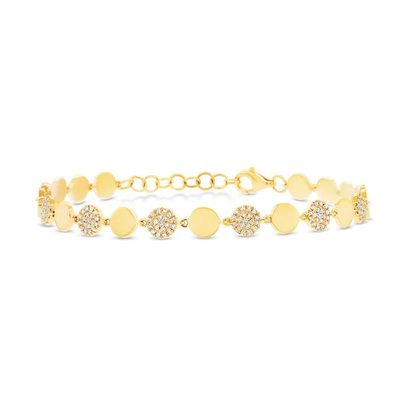 Pavé Diamond & Circle Disc Link Bracelet