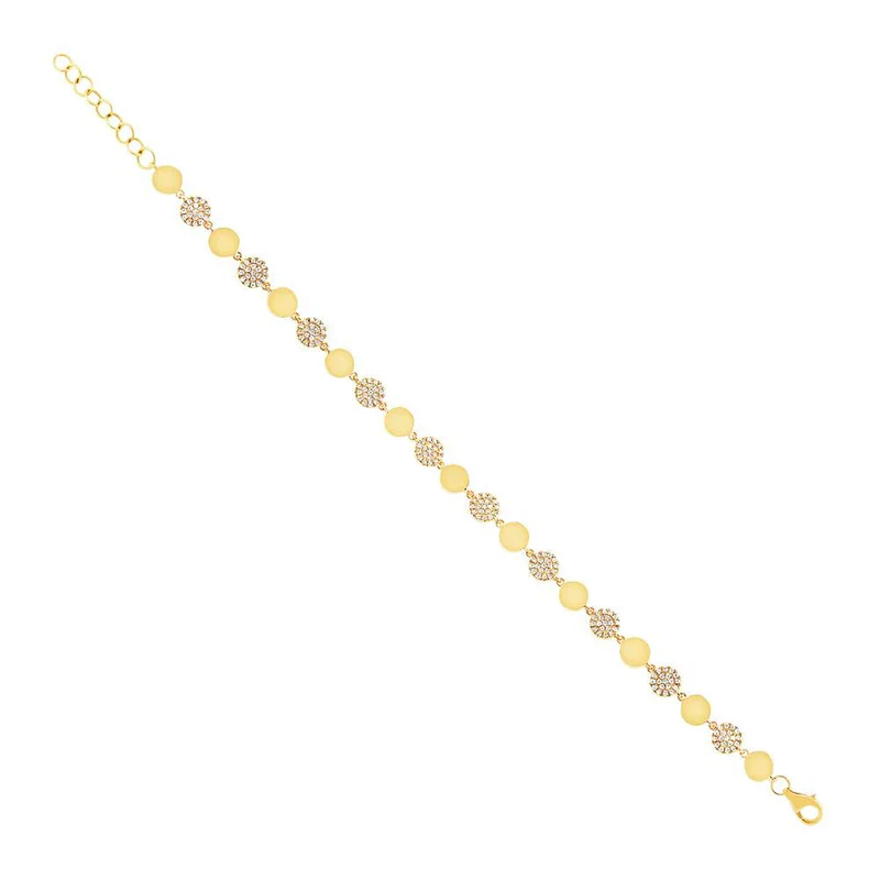 Pavé Diamond & Circle Disc Link Bracelet - Image 2