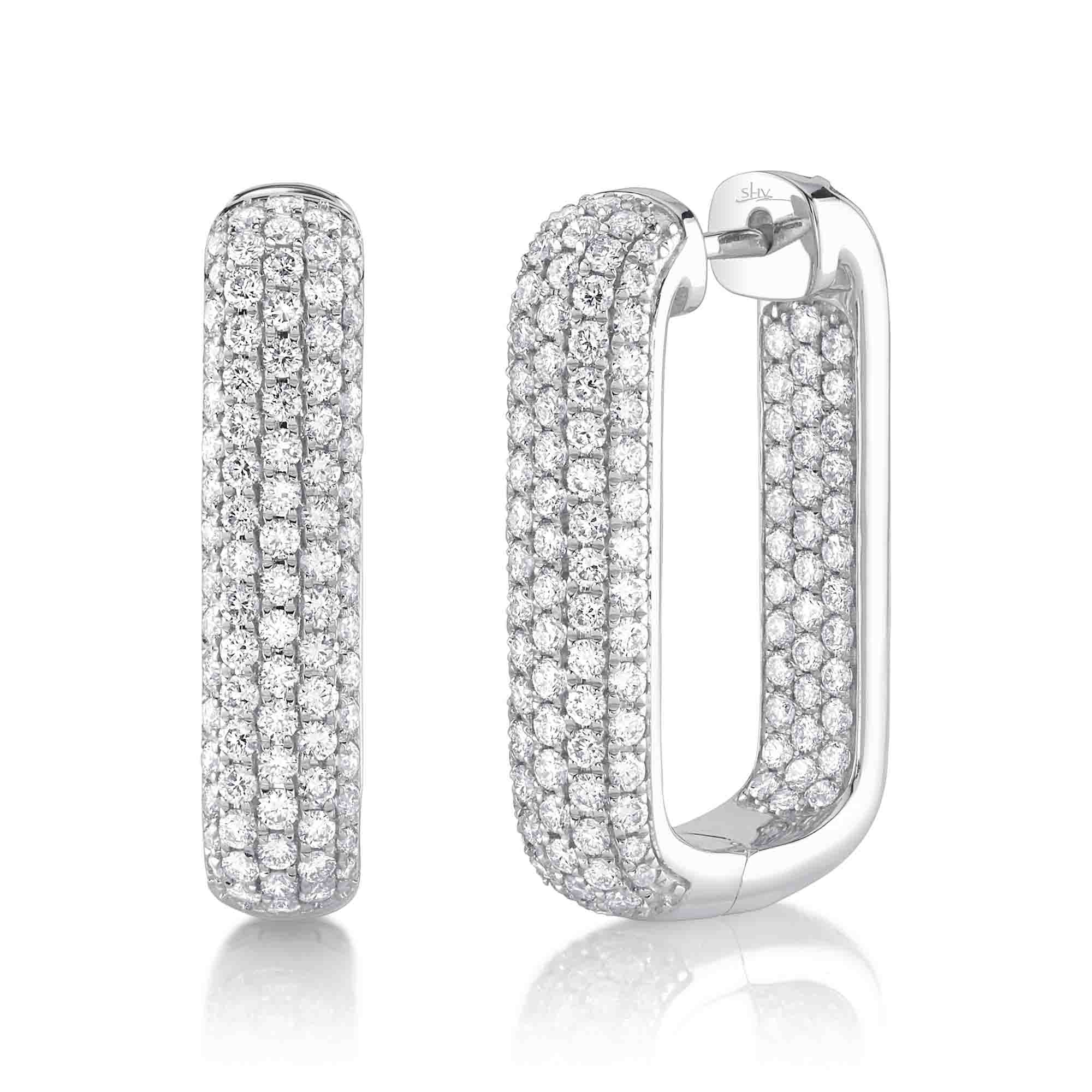 Pavé Diamond Inside-Out Rectangular Hoop Earrings