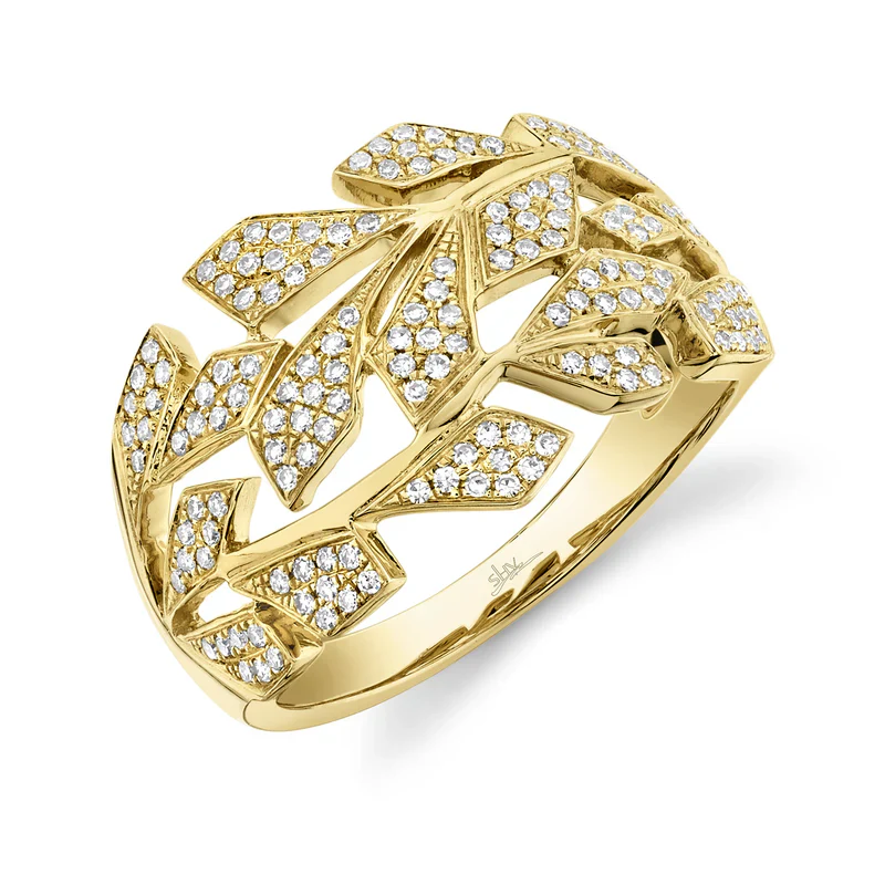 Pavé Diamond Leaf Ring