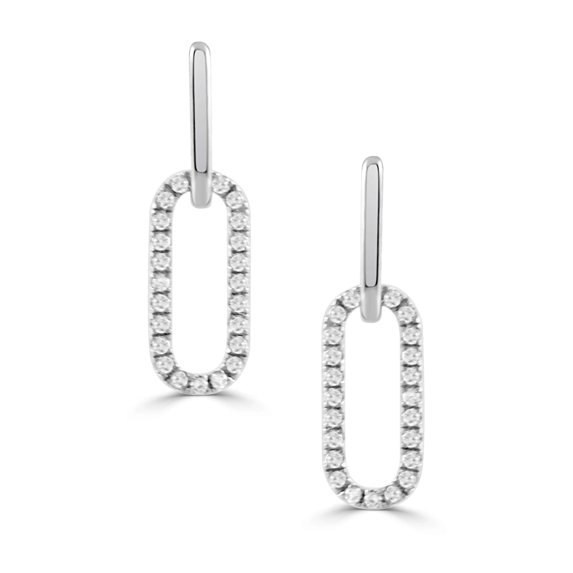 Pavé Diamond Paperclip Drop Earrings