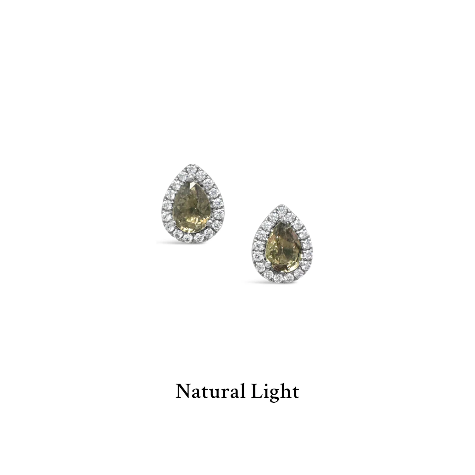 Teardrop Alexandrite & Diamond Halo Stud Earrings