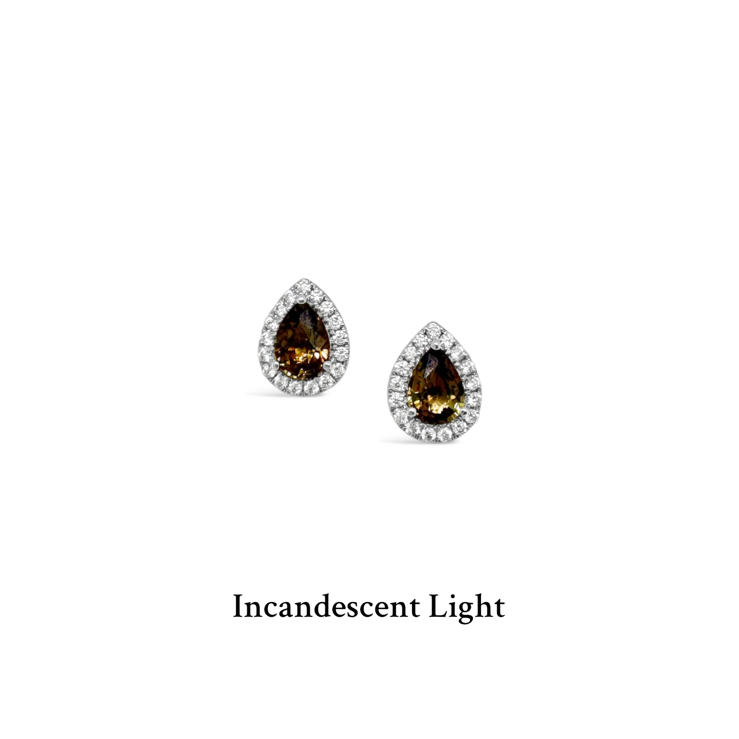 Teardrop Alexandrite & Diamond Halo Stud Earrings - Image 2