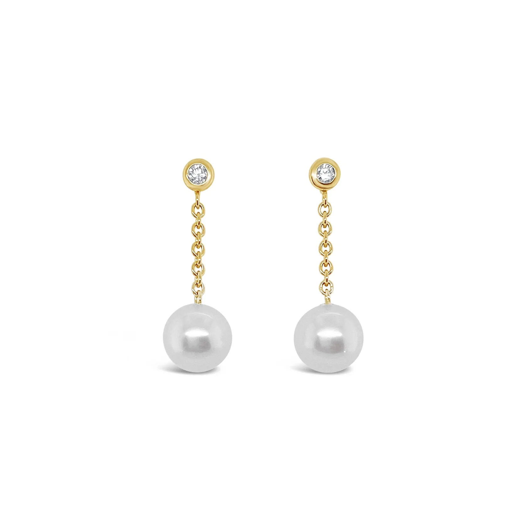 Pearl & Diamond Chain Drop Earrings