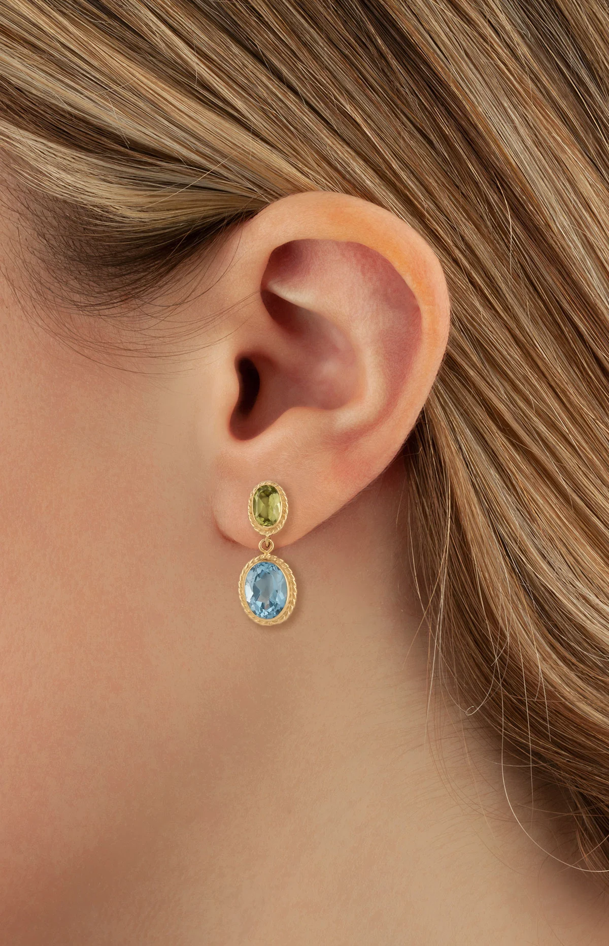 Peridot & Blue Topaz Duo Drop Earrings - Image 2