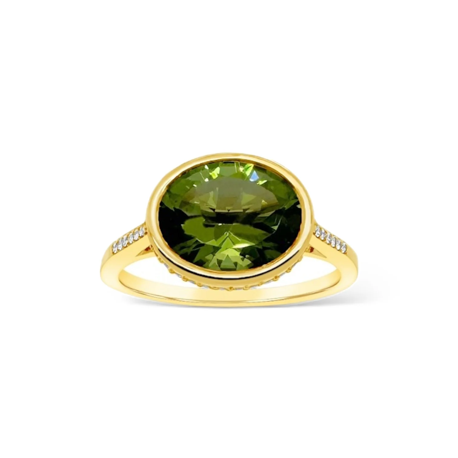 Peridot & Diamond Bezel Ring
