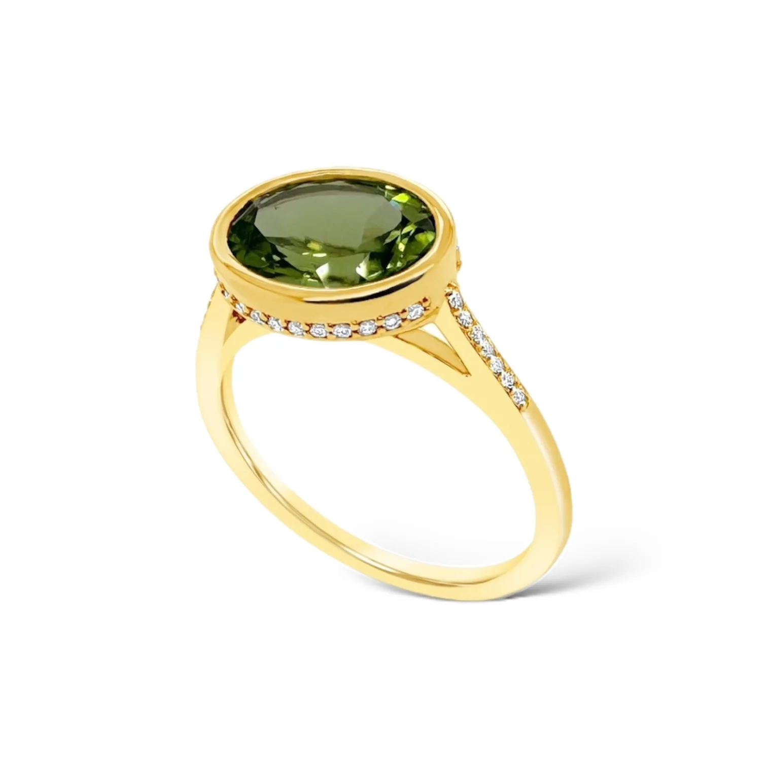 Peridot & Diamond Bezel Ring - Image 3