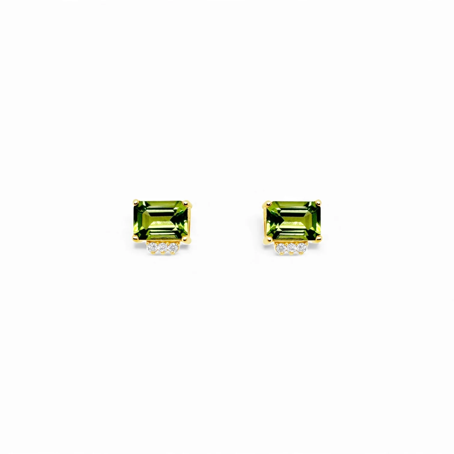 Peridot & Diamond Stud Earrings