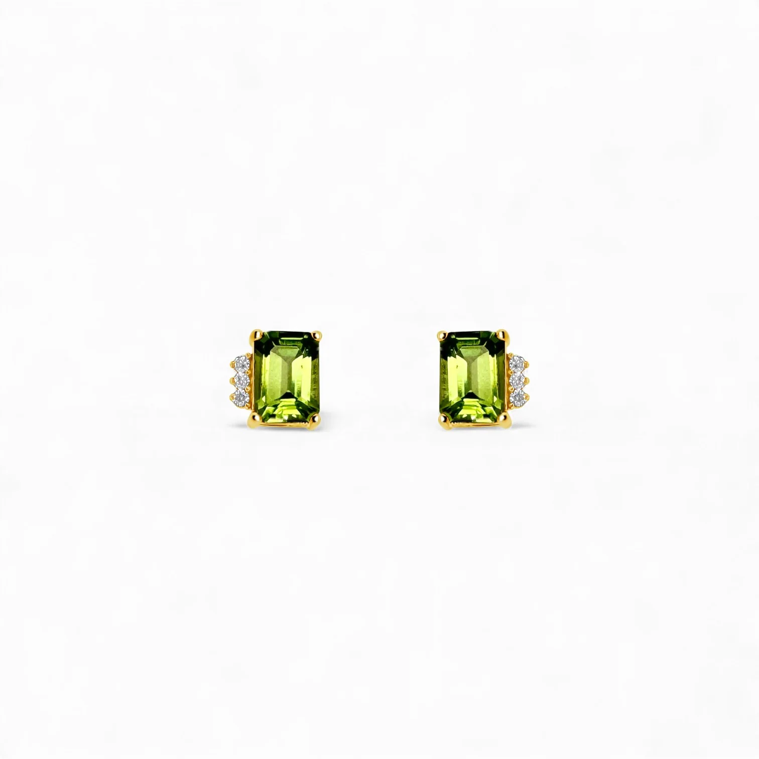 Peridot & Diamond Stud Earrings - Image 2