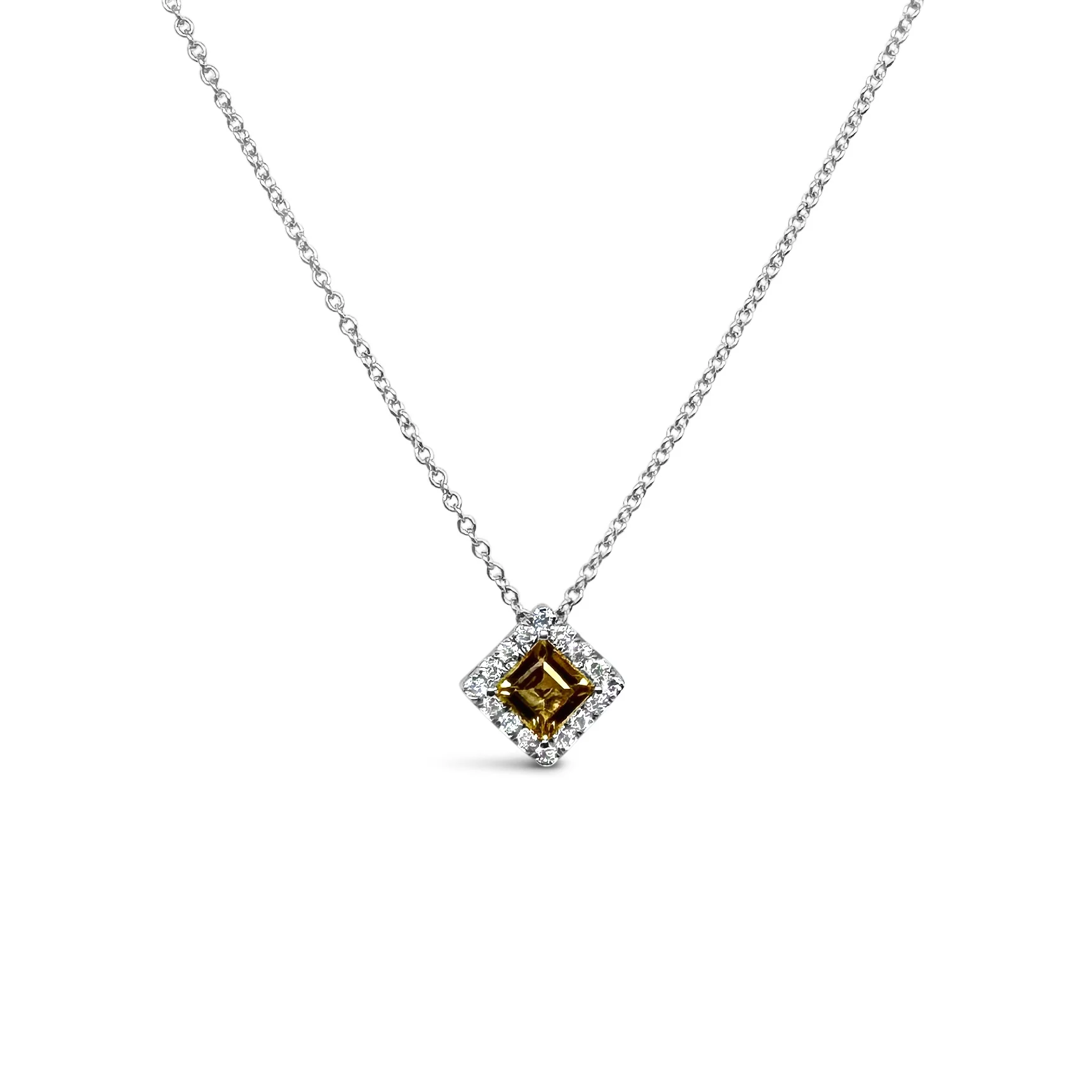 Petite Yellow Sapphire & Diamond Halo Pendant