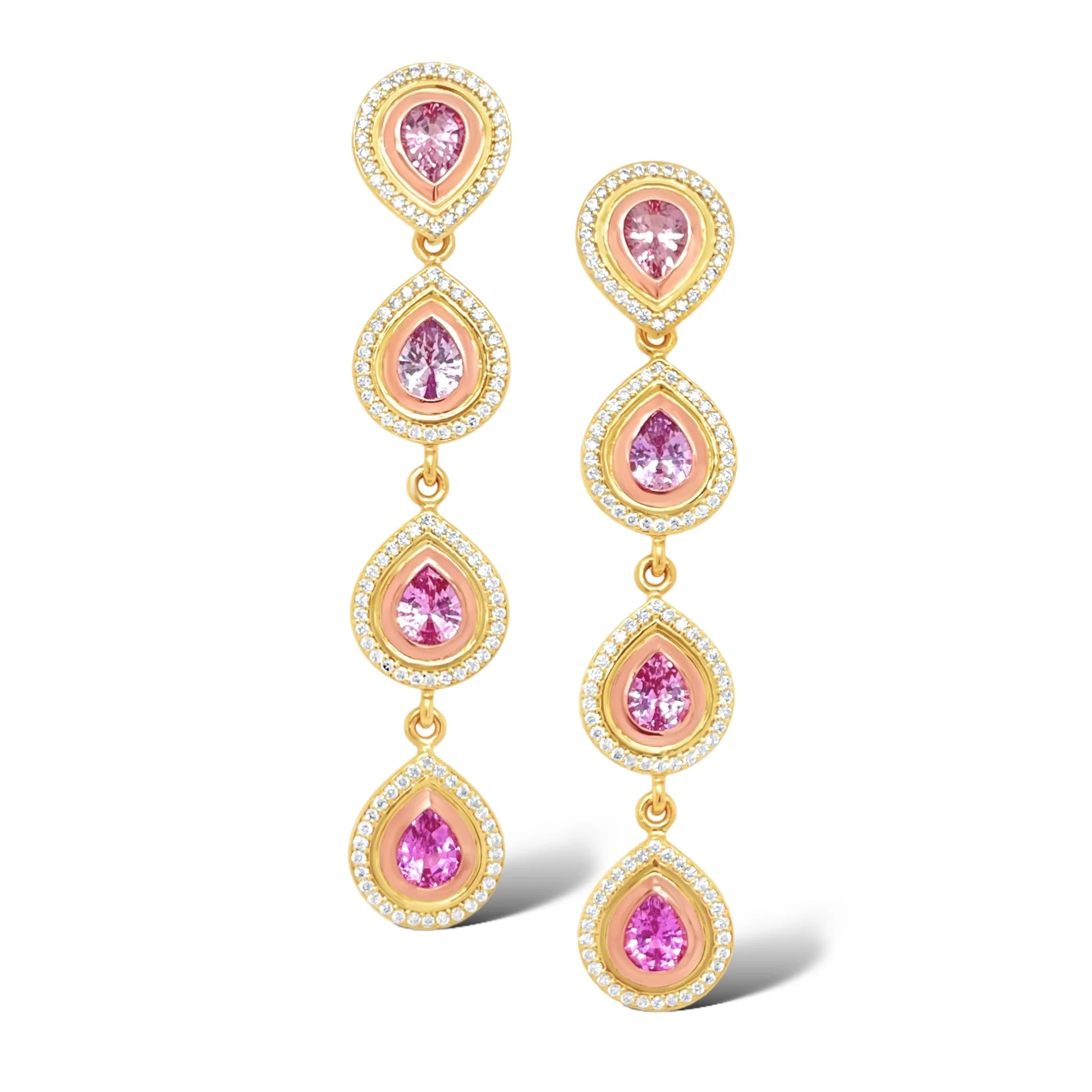 Pink Sapphire Convertible Teardrop Earrings