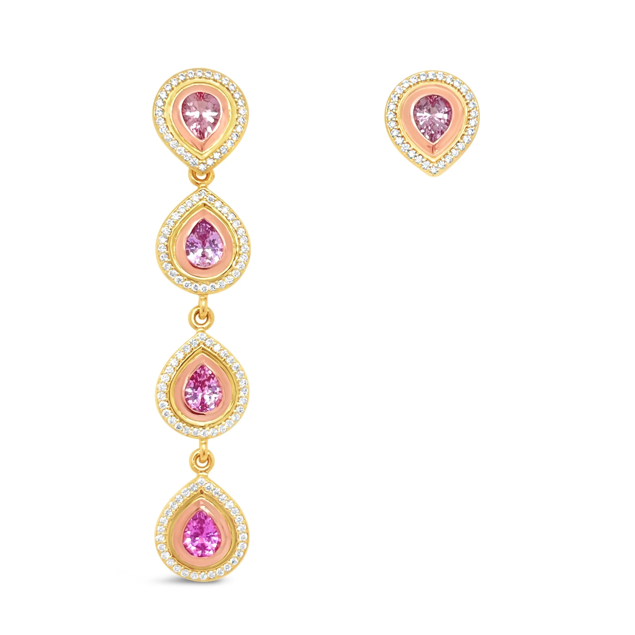 Pink Sapphire Convertible Teardrop Earrings - Image 2