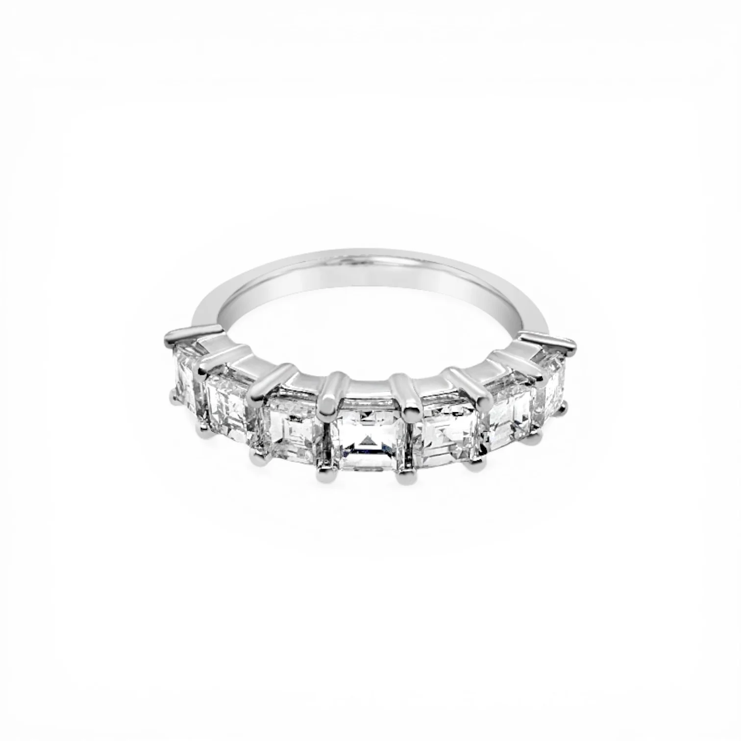 Platinum Square Emerald-Cut Diamond Band Ring - Image 3
