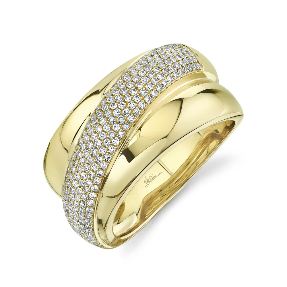 Puffed Pavé Diamond Crossover Ring