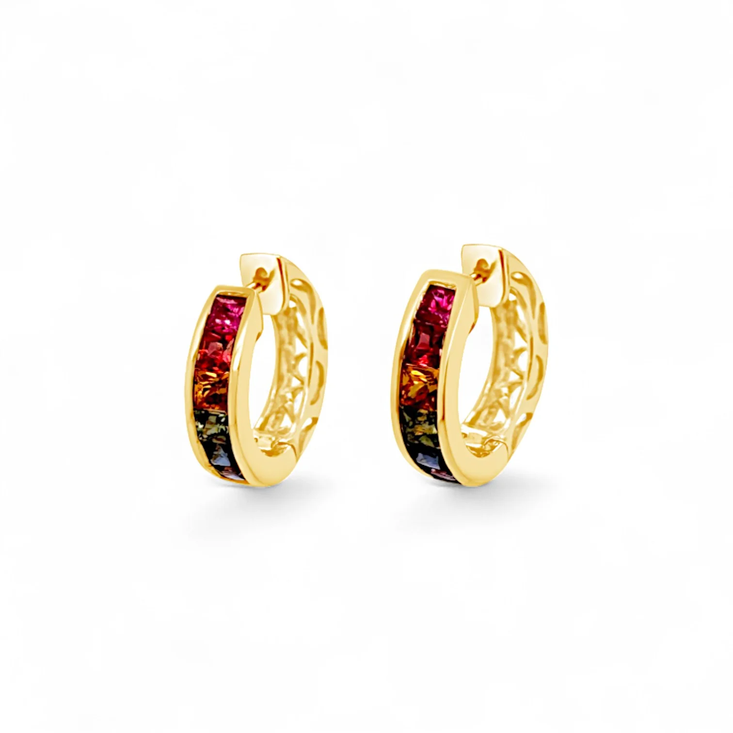 Rainbow Sapphire Hoop Earrings - Image 2