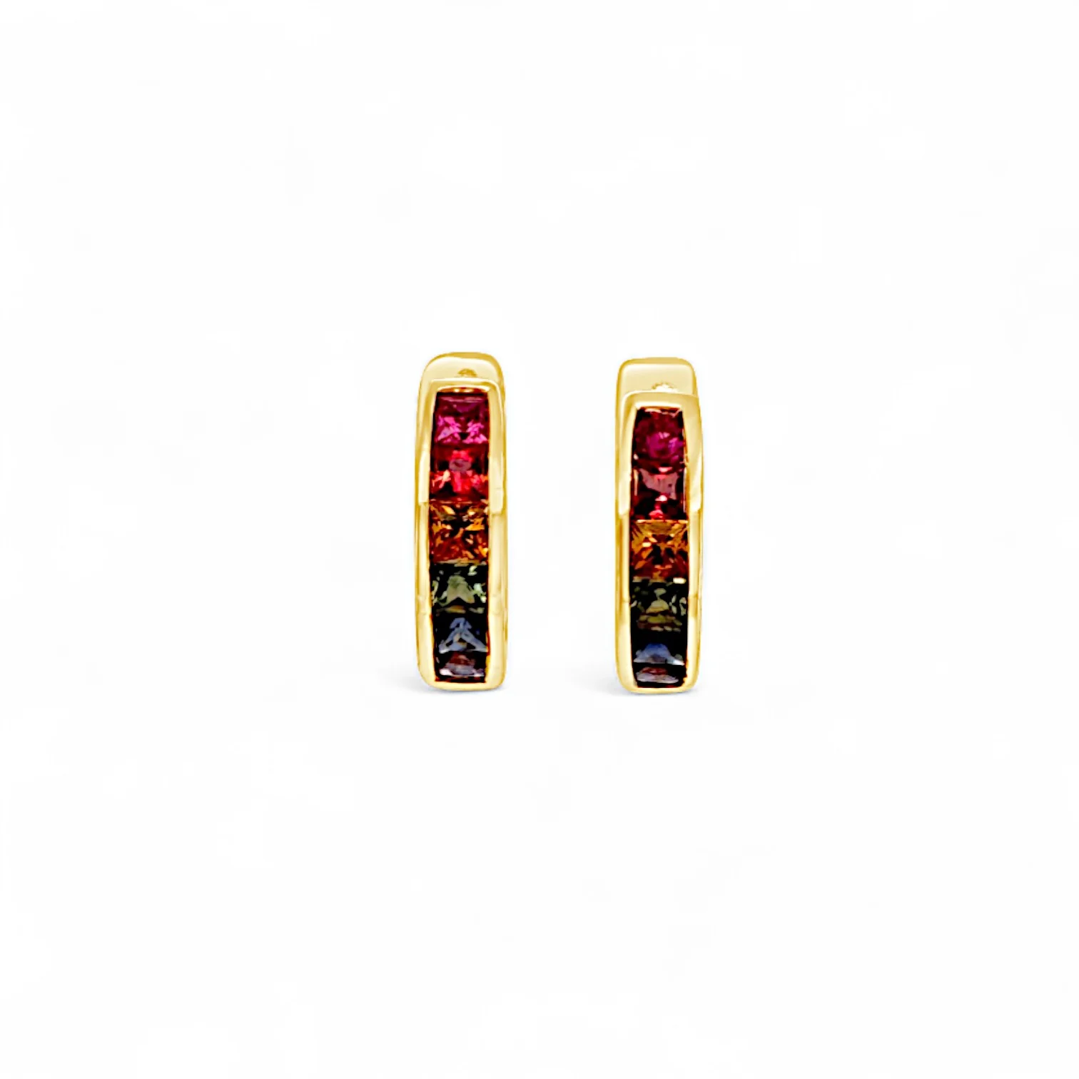 Rainbow Sapphire Hoop Earrings - Image 3