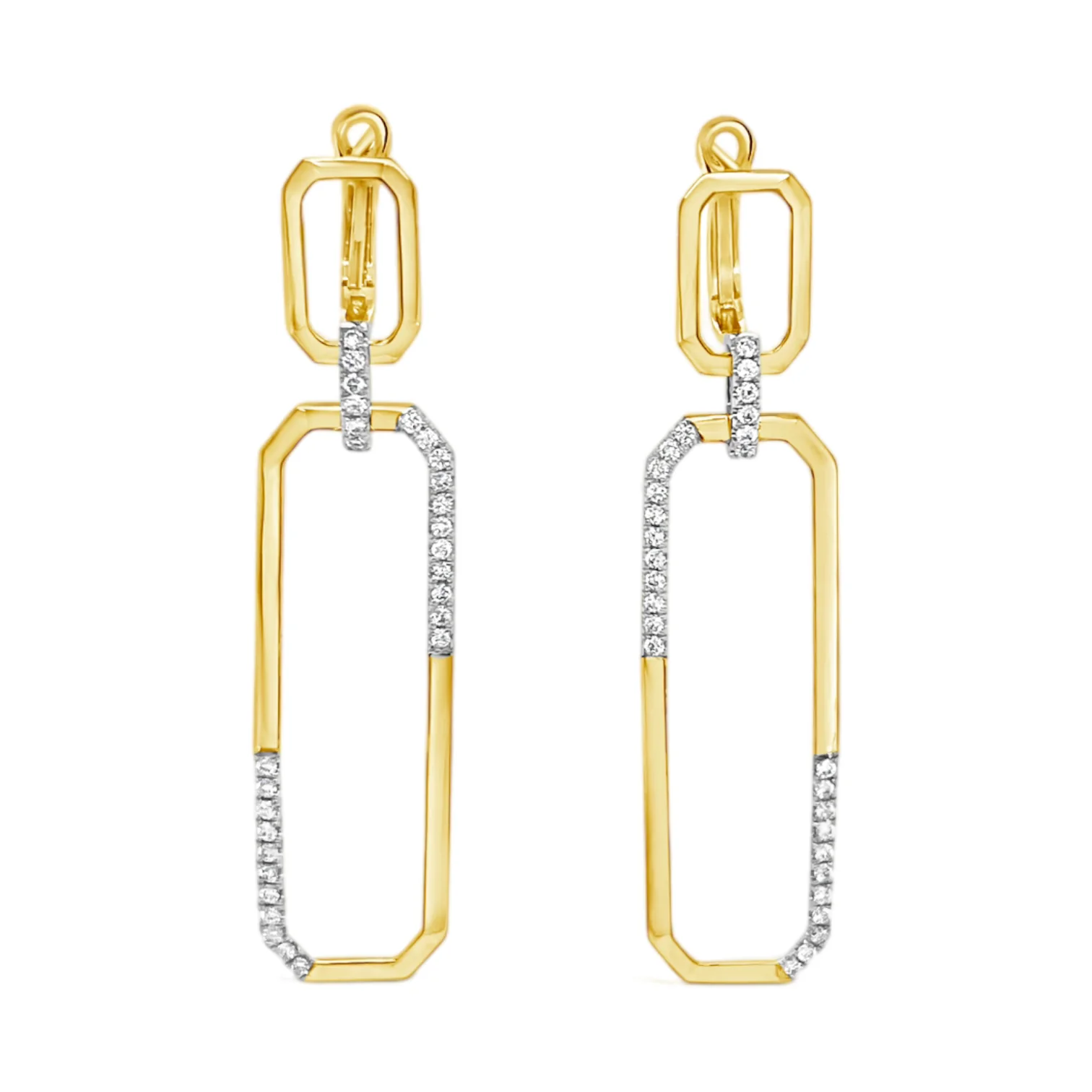 Rectangular Double Drop Diamond Earrings