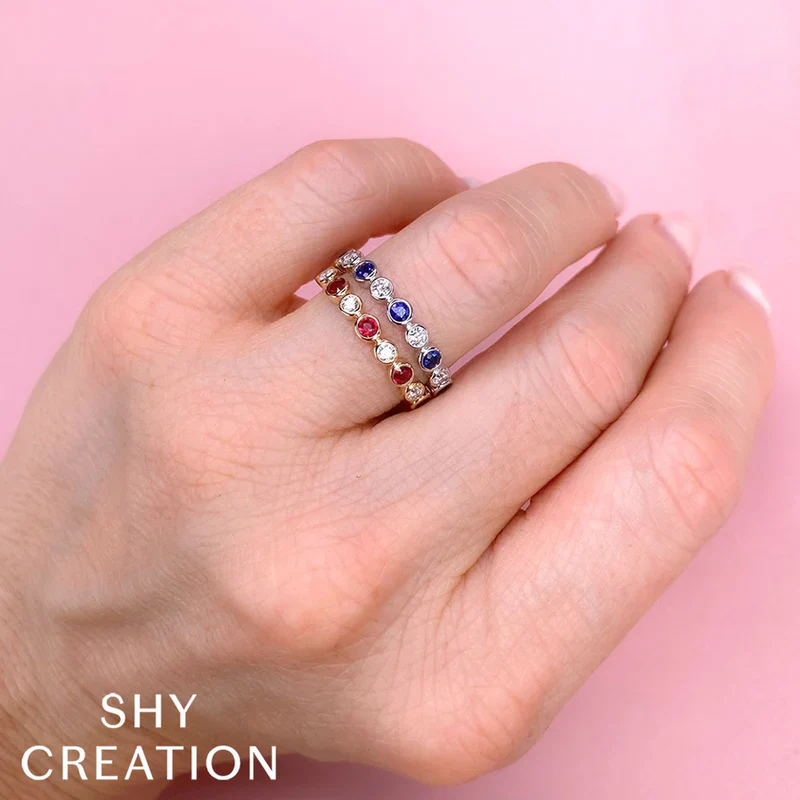 Ruby & Diamond Bezel Band Ring - Image 2