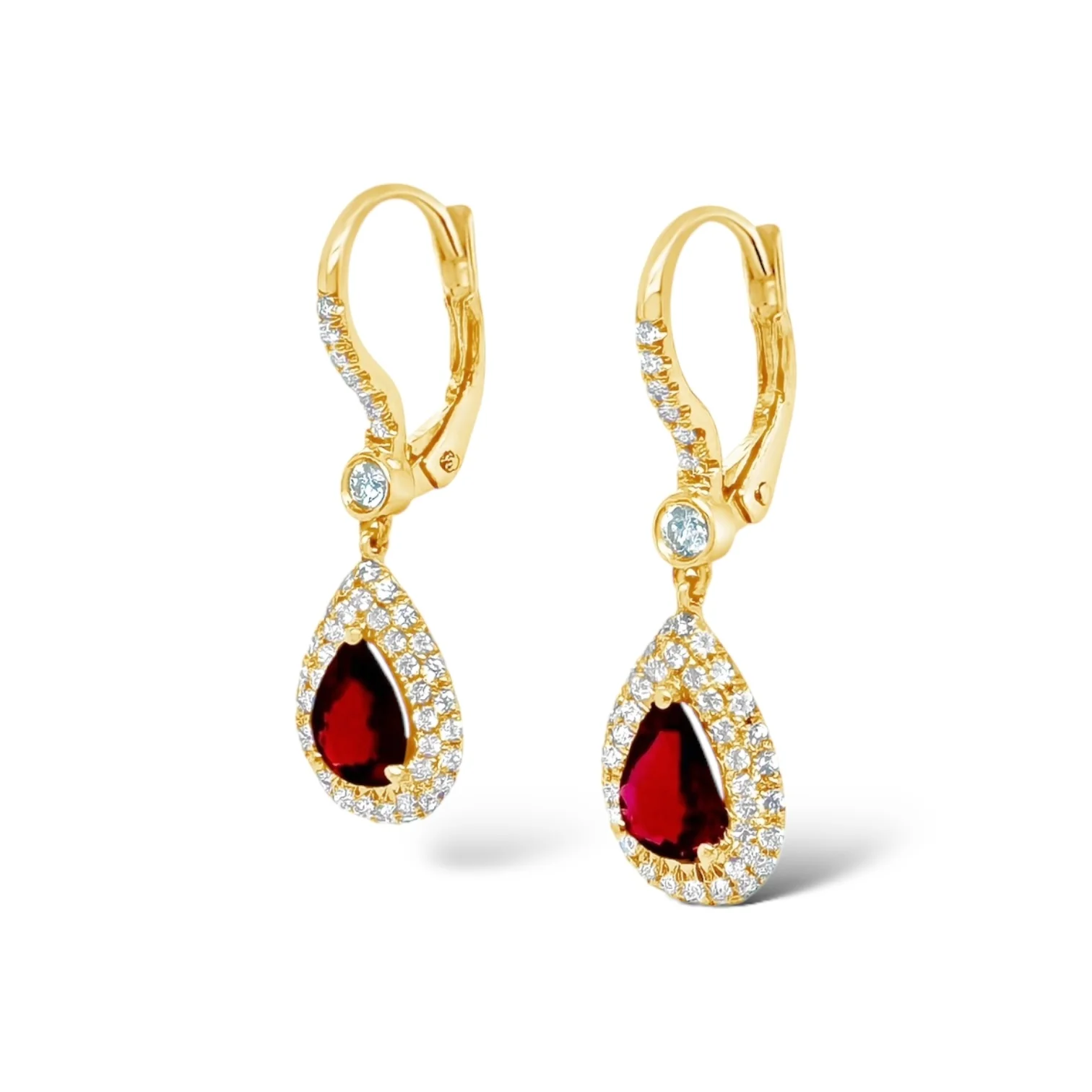 Ruby & Pavé Diamond Drop Earrings - Image 2