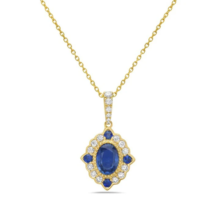 Sapphire & Diamond Scalloped Mandala Necklace