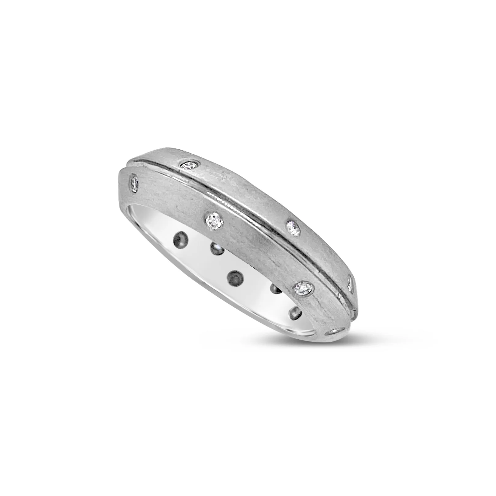 Satin Diamond Dotted Wedding Band - Image 3