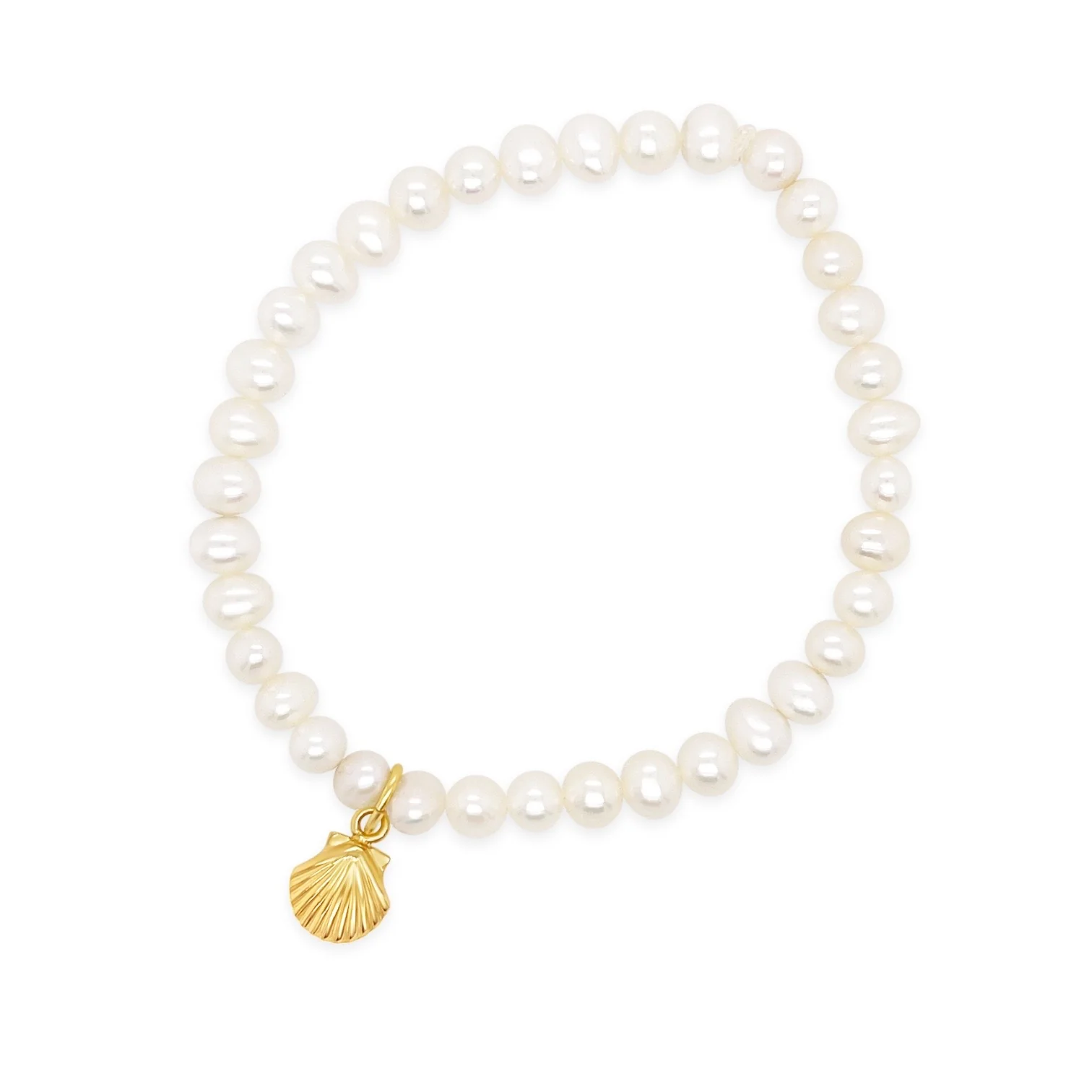 Scallop Shell & Pearl Luster Stretch Bracelet