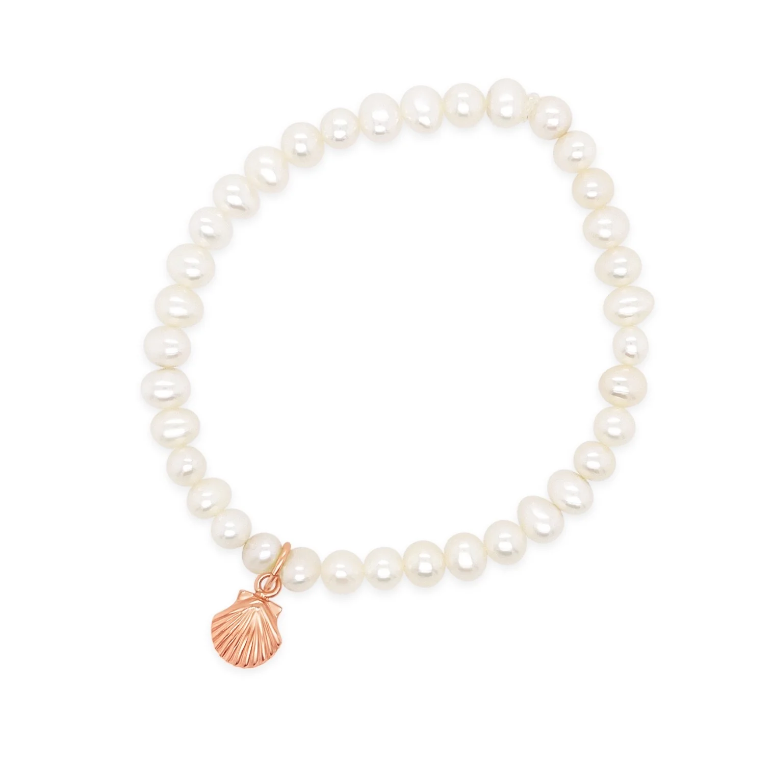 Scallop Shell & Pearl Luster Stretch Bracelet - Image 2