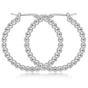 Silver Beaded Hoop Earrings