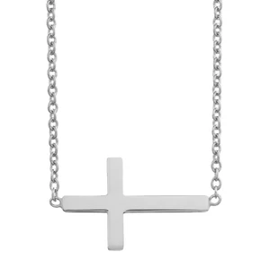 Silver Horizontal Cross Necklace
