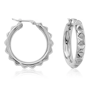 Silver Studded Hoop Earrings