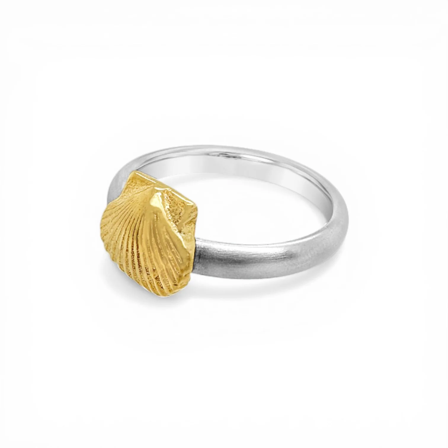 Single Satin Scallop Shell Ring - Image 3