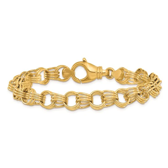 Solid 9MM Triple Link Classic Charm Bracelet - Image 2