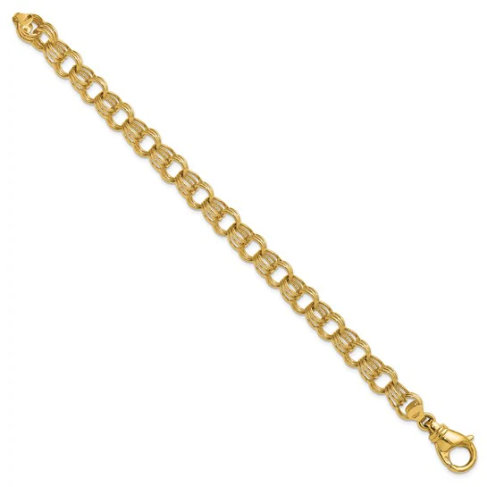 Solid 9MM Triple Link Classic Charm Bracelet - Image 3