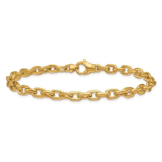 Solid Classic Oval Cable Link Bracelet - Image 2