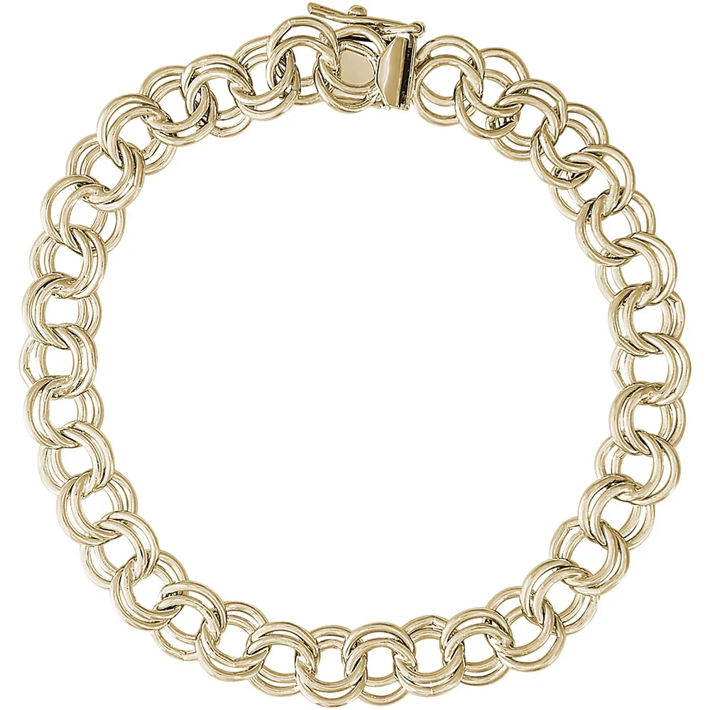 Solid Large Classic Double Link Charm Bracelet