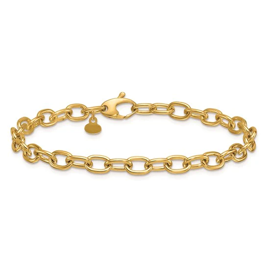 Solid Medium Oval Cable Link Bracelet - Image 2
