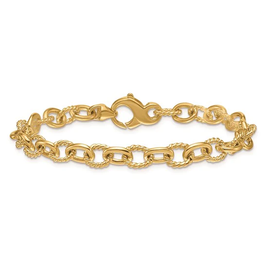 Solid Twisted & Smooth Oval Link Bracelet - Image 2