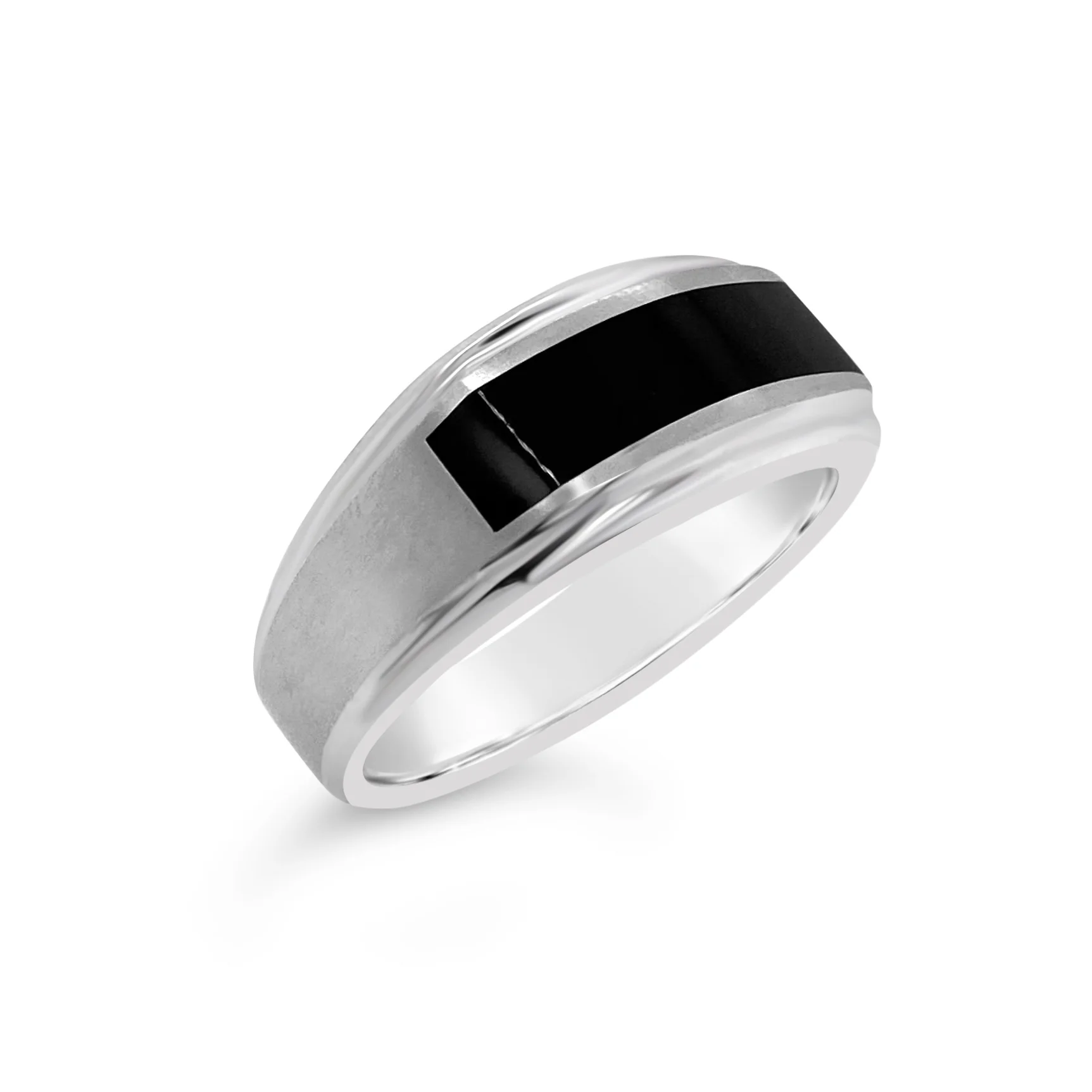 Stainless Steel & Black Enamel Ring - Image 2