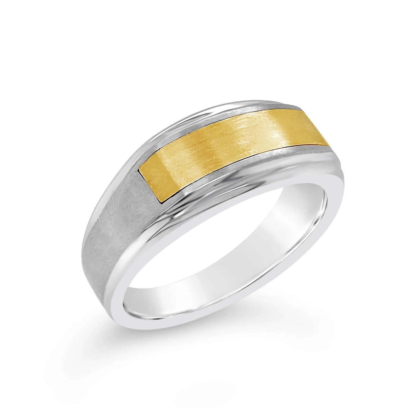 Stainless Steel & Yellow Gold Inlay Ring - Image 2