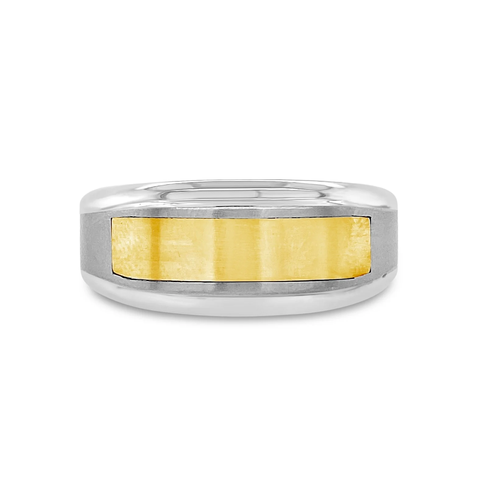 Stainless Steel & Yellow Gold Inlay Ring - Image 3
