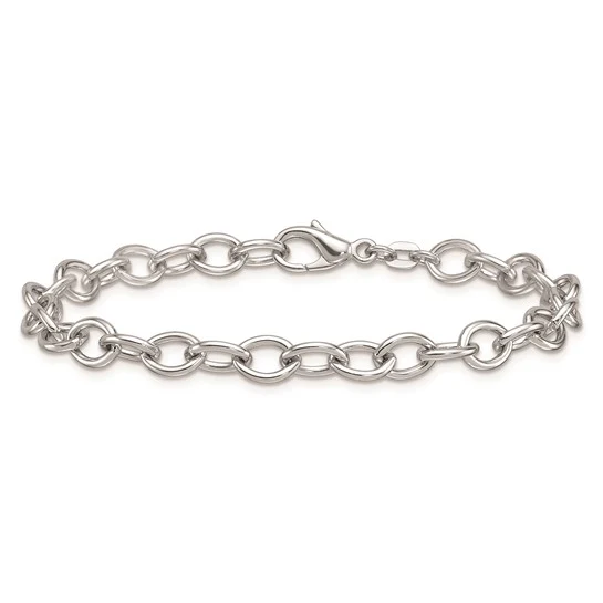 Sterling Silver Medium Oval Link Bracelet - Image 2
