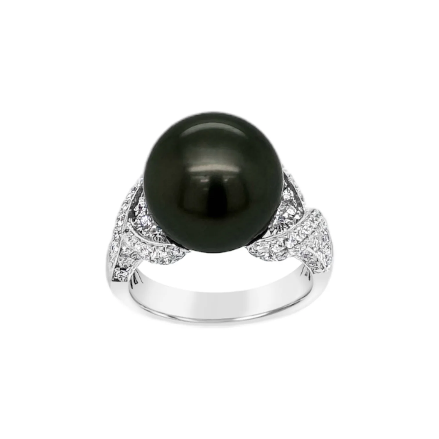 Tahitian Pearl & Pavé Diamond Ring