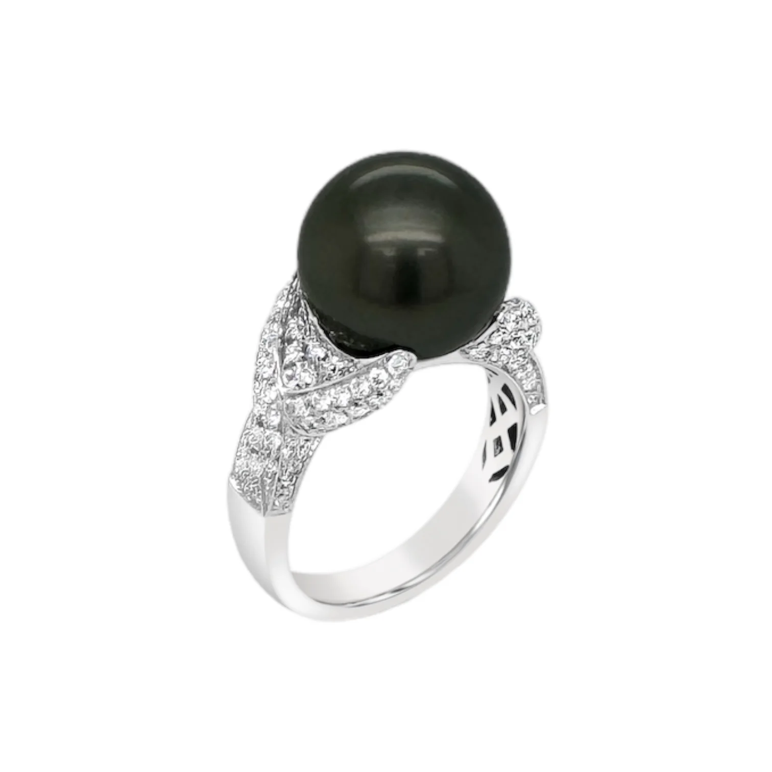 Tahitian Pearl & Pavé Diamond Ring - Image 2