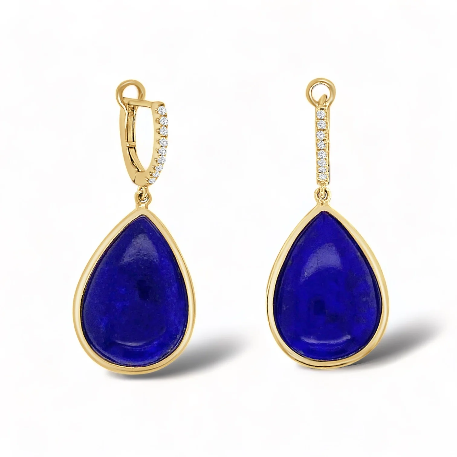 Teardrop Lapis & Diamond Drop Earrings
