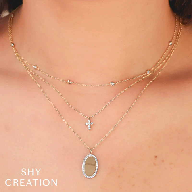 Tiny Diamond Cross Necklace - Image 2