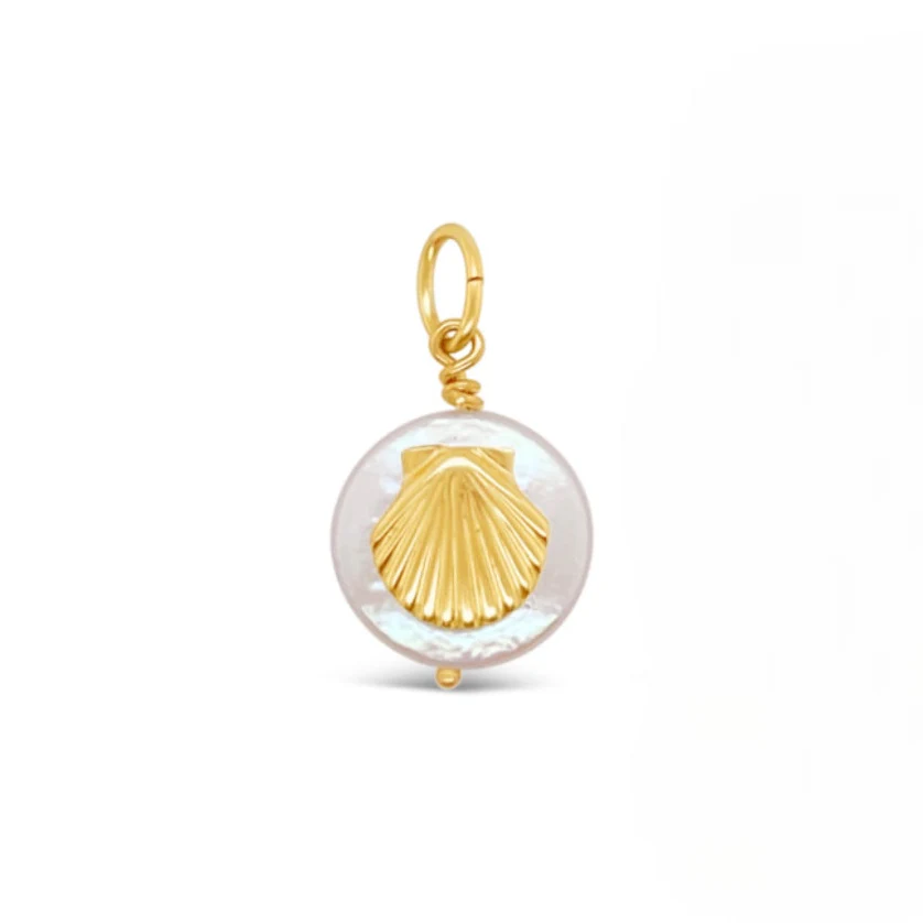 Tiny Scallop Shell Coin Pearl Pendant