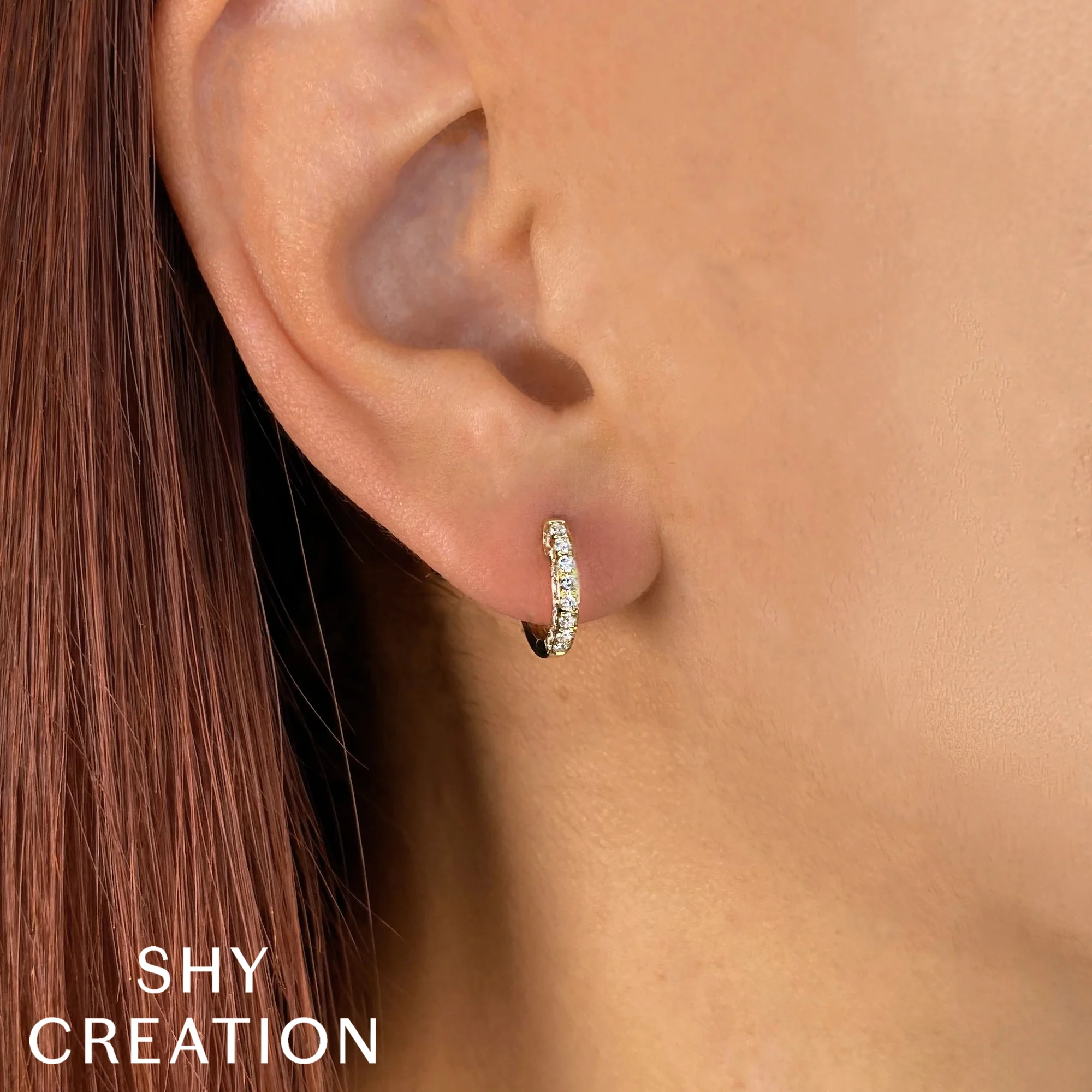 Tri-Sided Pavé Diamond Huggie Hoop Earrings - Image 2